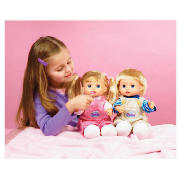 Adorable, life size, twin dolls who talk and respond to each other! You can play with them together 