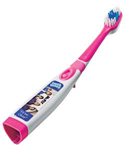 A toothbrush that plays music through your teeth and into your inner ear.The better you brush the lo
