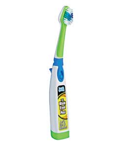 Toothbrush that plays music whilst brushing. 2 minutes of music timer. Includes button cell battery 