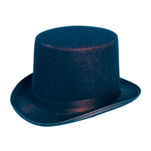 A black top hat in felt.