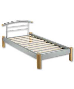 Silver colour metal frame with beech effect corner