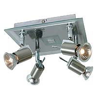 Torque 4 Light Glass Square Halogen Spotlight Silver Effect
