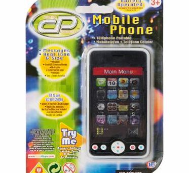 A fun toy phone with sound effects and messages. Realistic ringtones Sound effects and messages. Screen image changes when tilted Size H19cm. Batteries required: 2 x button cell (included). For ages 3 years and over. EAN: 5050837167716. WARNING(S): N