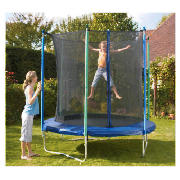 This TP 8ft Trampoline with Surround, boasts a 100 closed cell to prevent soak up of water.  Complet