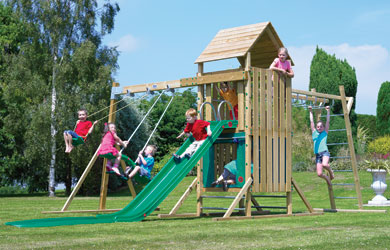 Unbranded TP Kingswood Full Height Tower Swing Set with Climbing Bridge