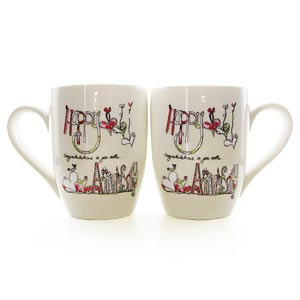 Unbranded Tracey Russell Happy Anniversary Pair of Mugs