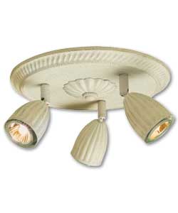 Traditional Riems 3 Spotlight Ceiling Fitting - White/Gold