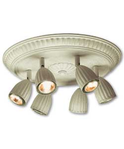 Traditional Riems 6 Spotlight Ceiling Fitting - White/Gold