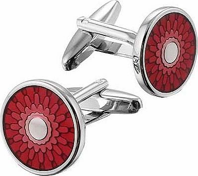 These round cufflinks feature transparent red enamel over a swirl pattern which will add a touch of colour and style to any outfit. Supplied gift boxed. these cufflinks are a great self-purchase or the perfect present. Size 17 x 17mm. EAN: 5051529119