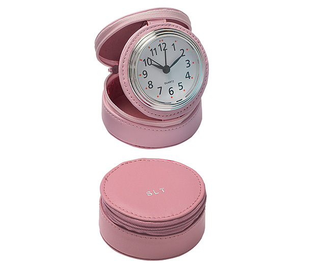 Unbranded Travel Clock - Pale Pink Personalised