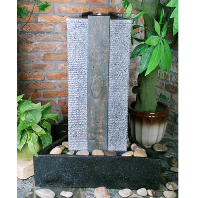 Unbranded Triangular Granite / Slate Column Water Feature