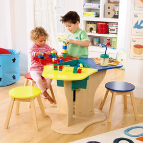 Unbranded Triangular Playtable and Stool Set