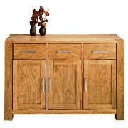 This 3 drawer 3 door sideboard is made from oak veneered wood with metal handles this sideboard has 