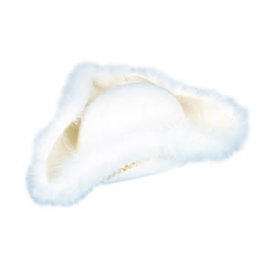 Tricorn hat, white with marabou trim