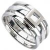 Triple buckle silver ring