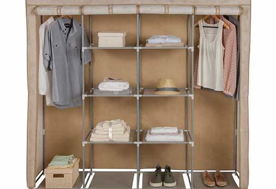 Unbranded Triple Modular Metal Framed Fabric Wardrobe -