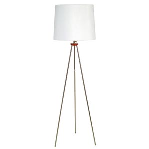 Height adjustable floor lamp with a brushed steel