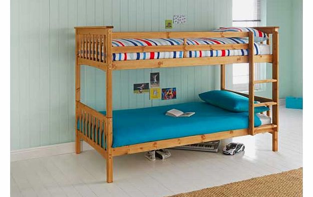 Bunk: Ladder can be positioned either side of the bed. Can be used as 2 single beds. Includes wooden slats. Bed size H148. W102. L198cm. Clearance between floor and underside of bed 24cm. Mattresses: Forty Winks Bibby mattresses. General information: