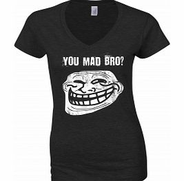 Unbranded Troll Face You Mad Bro? Black Womens T-Shirt