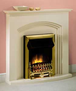 Arno brass blenheim electric fire, brass fret and 3 piece brass trim, with a traditionally crafted s