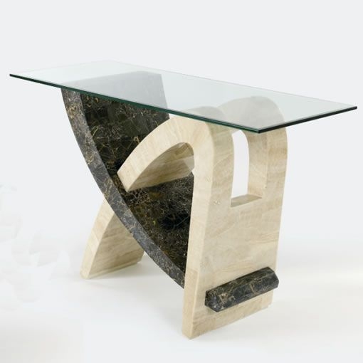 Unbranded Tsavo Stone Hall Table - Crystal and Snakeskin