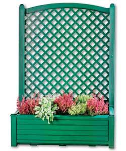 Large planter box with decorative fence back panel