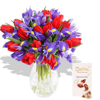 Unbranded Tulips and Iris and Chocolates - flowers