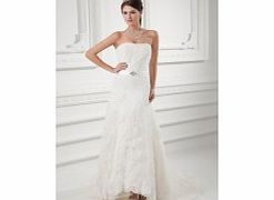 Unbranded Tulle Satin Strapless High-low Beaded Lace