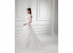 Unbranded Tulle Satin V-neck 3/4-length Sleeves Beaded