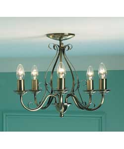 Tuscany 5 Light Ceiling Fitting - Antique Brass Finish