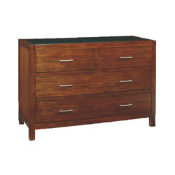 Tutti - 4 Drawer Chest with Brown Leather Top