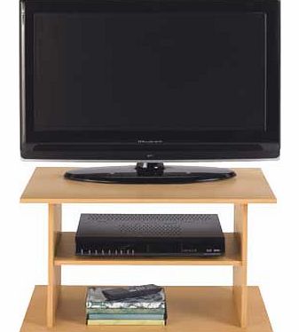 This simple beech effect TV stand supports a TV up to 20 inches and provides space for a set top box or DVD player. A great value for money unit. ideal for a smaller room. Collect in store today. Size H38. W60. D40cm. Weight 30kg. 1 shelf. Height bet