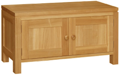 Unbranded TV UNIT BED END 2 DOOR OILED HARDWOOD ACORN