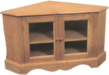 A delightful two door pine glazed TV and Video corner cabinet. Great Space saver. Fitted with