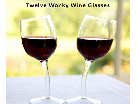 Twelve Wonky Wine Glasses (Also known as a Tipsy Wine Glasses)Have you had too much to drink? Are your eyes playing tricks on you? Or is that wine glass actually wonky?!These wonky wine glasses are a perfect ice-breaker at parties. Serve drinks in th