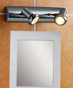 Zone 2 and 3 IP44 twin bathroom light.Brushed nickel finish.Fully adjustable heads.Suitable for use 