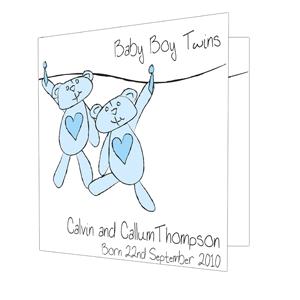 Unbranded Twin Boys Washing Line Card