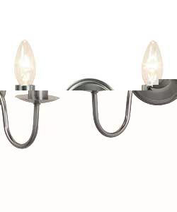 Unbranded Twin Candle Satin Nickel Wall Light