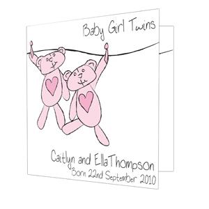 Unbranded Twin Girls Washing Line Card