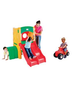 Twin Tunnel Climber - all-in-one climber features:A twin slide.One wavy and the other smooth.Plus a