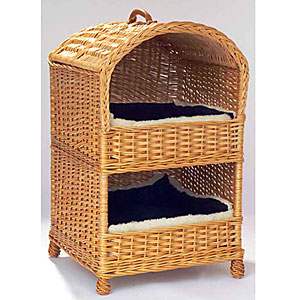 Two Tier Wicker Cat Basket Bed in Natural Willow