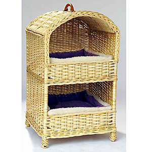 Two-Tier Wicker Cat Basket Bed in White Willow