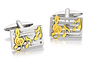 The perfect gift for a man of music - 2 x 1.2cm panel swivel cufflinks with the stave in a silver metal finish and the notes in a gold metal finish.