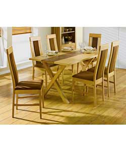 Unbranded Two Tone Oak Walnut Table and Six Chairs