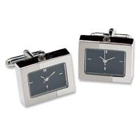 two tone rectangular clock cufflinks