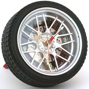 Unbranded Tyre Clock With Red Triangle Stand