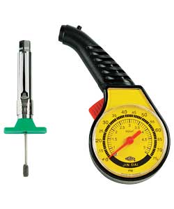 Unbranded Tyre Depth Gauge and Pressure Gauge Twin Pack
