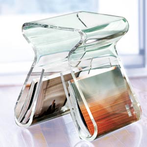 Umbra Magino Acrylic Foot Stool and Magazine Rack Combo: Yet another great design idea by Karim
