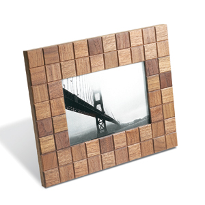 Umbra`s Muse Photo Frame is solid walnut with a mosaic pattern and co-ordinates beautifully with