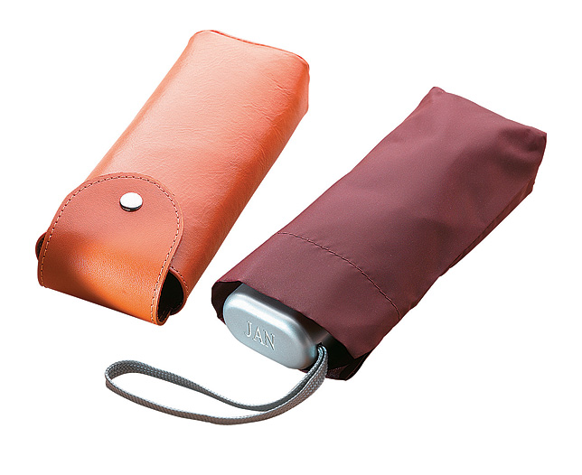 Personalised Umbrella And Leather Case. An ideal gift in our unpredictable climate, this pocket umbr
